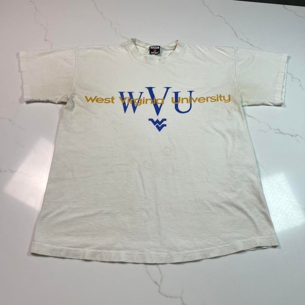 Signal Sport WVU West Virginia University Tee Mens Vintage 90s Single Stitch